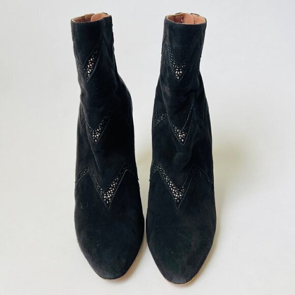 ALAIA Paris black suede pointed toes heeled booties, Size 39 - Picture 4 of 10